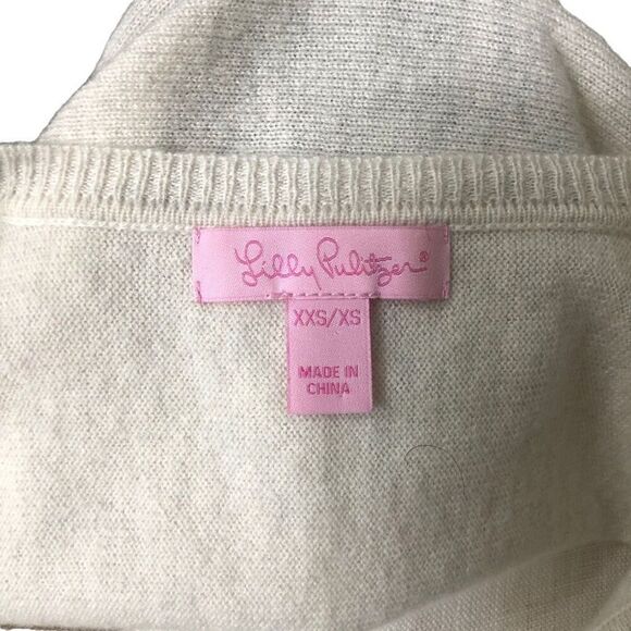 Lilly Pulitzer Womens Alessandra Cashmere Sweater XXS/XS Serene Blue Oatmeal - Picture 2 of 11